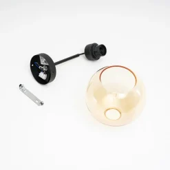 Wandlamp Cubus, zwart/barnsteen, glas, Ø 18 cm, E27