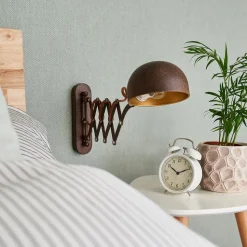 Wandlamp Curtis, roestkleurig, verstelbaar, 57 cm, E14