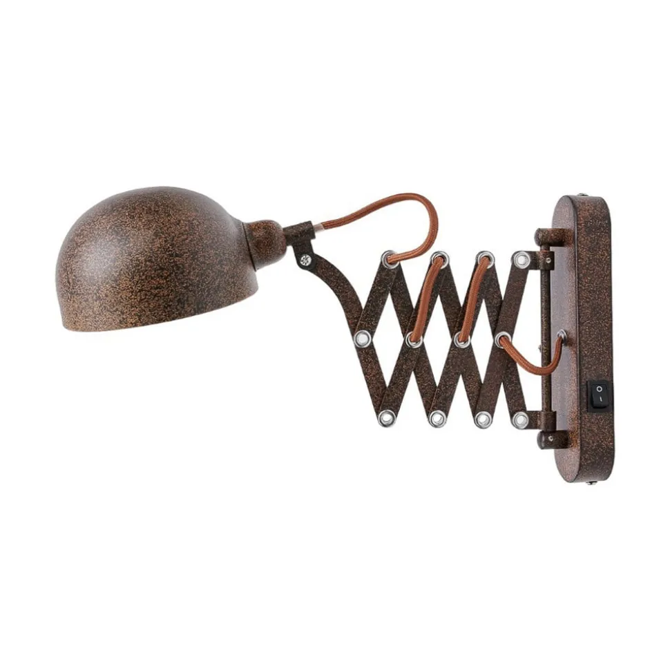 Wandlamp Curtis, roestkleurig, verstelbaar, 57 cm, E14