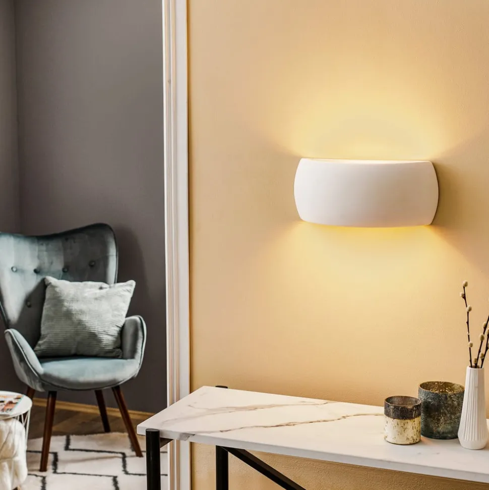 Wandlamp Curve up/down van wit keramiek