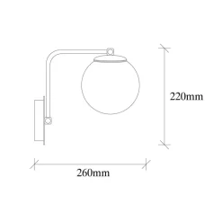 Wandlamp Daisy 146-A, goud, kap van opaalglas