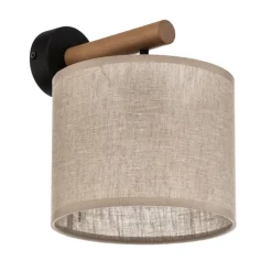 Wandlamp Deva Nature, textiel, hout