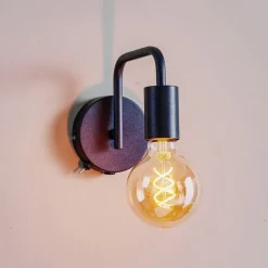 Wandlamp Diallo zonder kap zwart mat