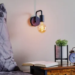 Wandlamp Diallo zonder kap zwart mat