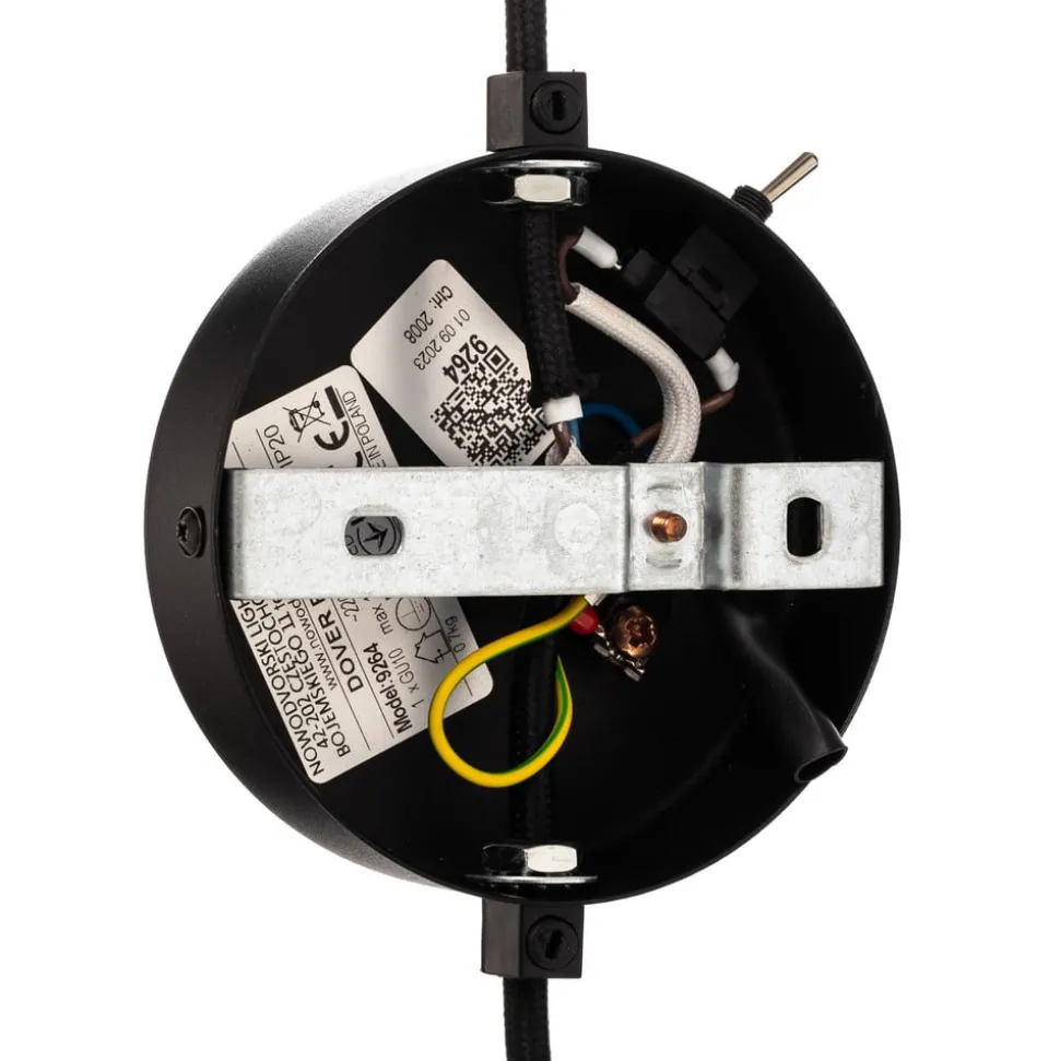 Wandlamp Dover met stekker, zwart, 1-lamp