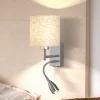 Wandlamp Dreamer LED leeslampje nikkel/linnen zandkleur