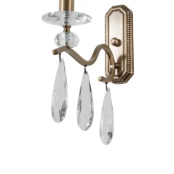 Wandlamp Elizabeth, hoogte 30 cm metaal/kristal goud antiek