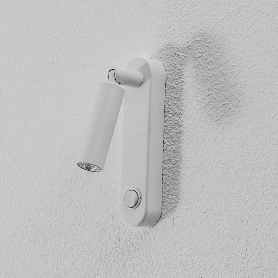 Wandlamp Enzo Long, wit, metaal, 22 cm, verstelbaar, G9