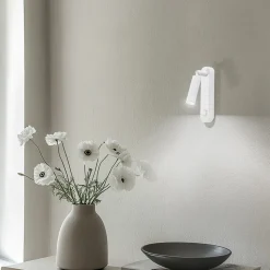 Wandlamp Enzo Long, wit, metaal, 22 cm, verstelbaar, G9