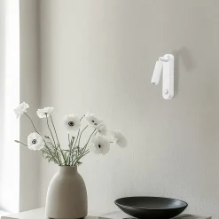 Wandlamp Enzo Long, wit, metaal, 22 cm, verstelbaar, G9