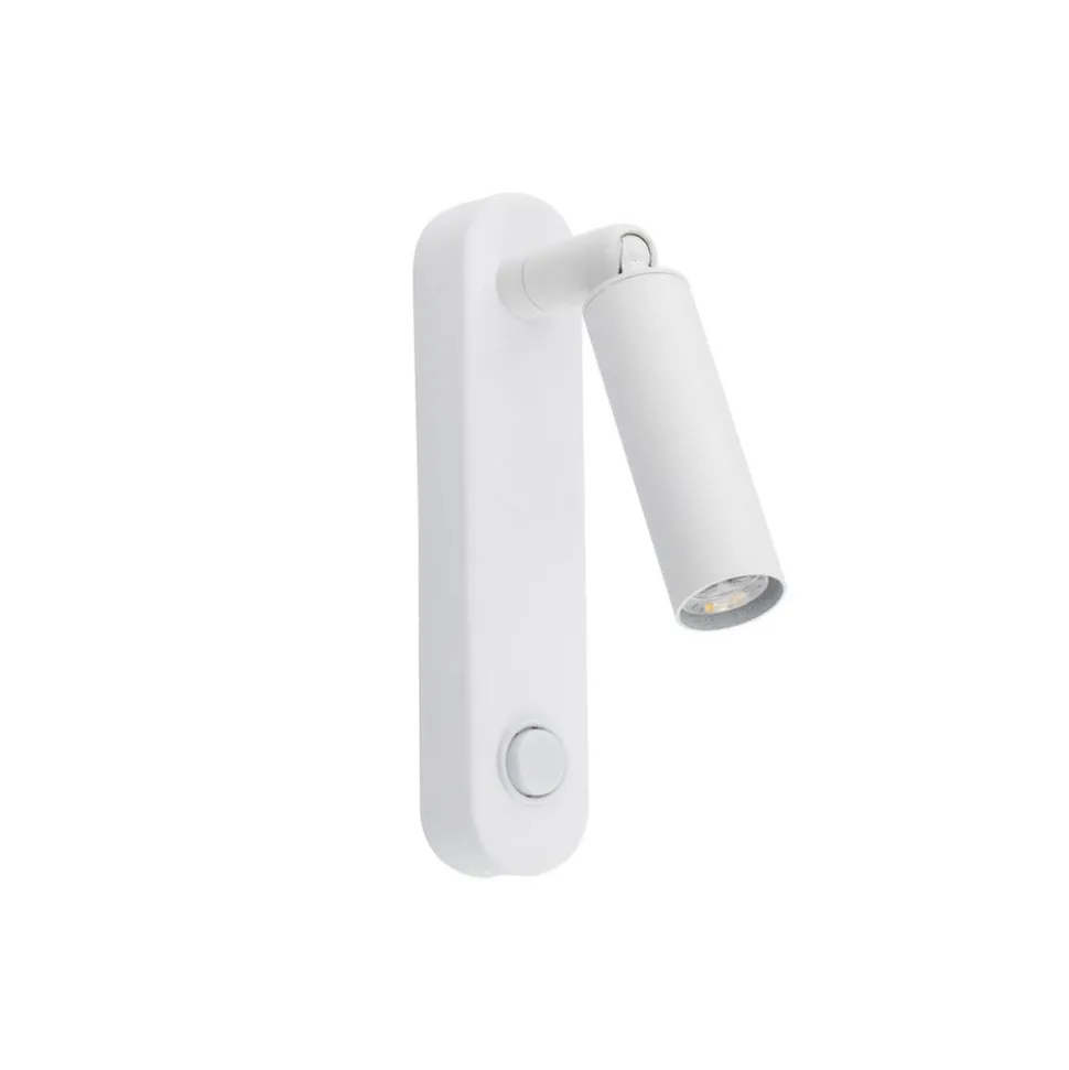 Wandlamp Enzo Long, wit, metaal, 22 cm, verstelbaar, G9