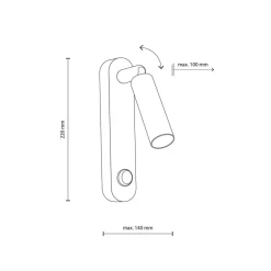 Wandlamp Enzo Long, wit, metaal, 22 cm, verstelbaar, G9