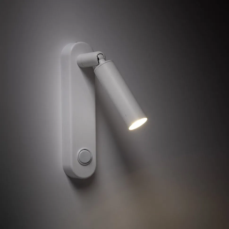 Wandlamp Enzo Long, wit, metaal, 22 cm, verstelbaar, G9