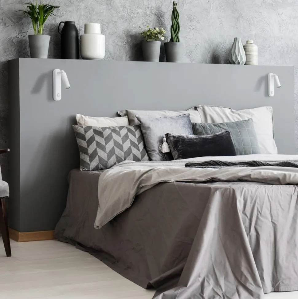 Wandlamp Enzo Long, wit, metaal, 22 cm, verstelbaar, G9