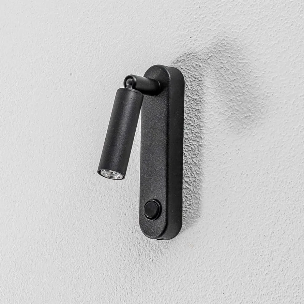 Wandlamp Enzo Long, zwart, metaal, 22 cm, verstelbaar, G9