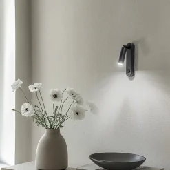 Wandlamp Enzo Long, zwart, metaal, 22 cm, verstelbaar, G9