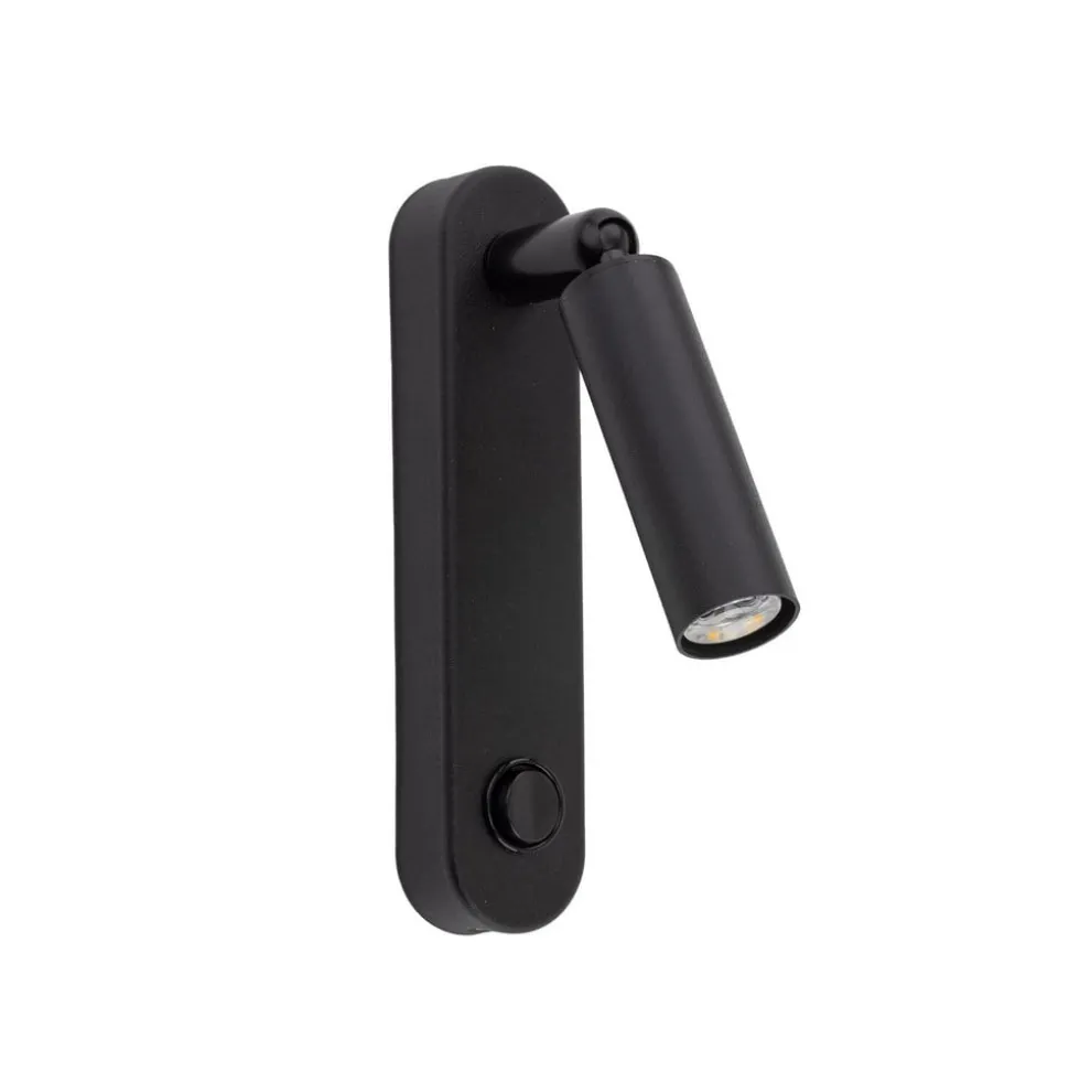 Wandlamp Enzo Long, zwart, metaal, 22 cm, verstelbaar, G9