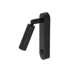 Wandlamp Enzo Long, zwart, metaal, 22 cm, verstelbaar, G9