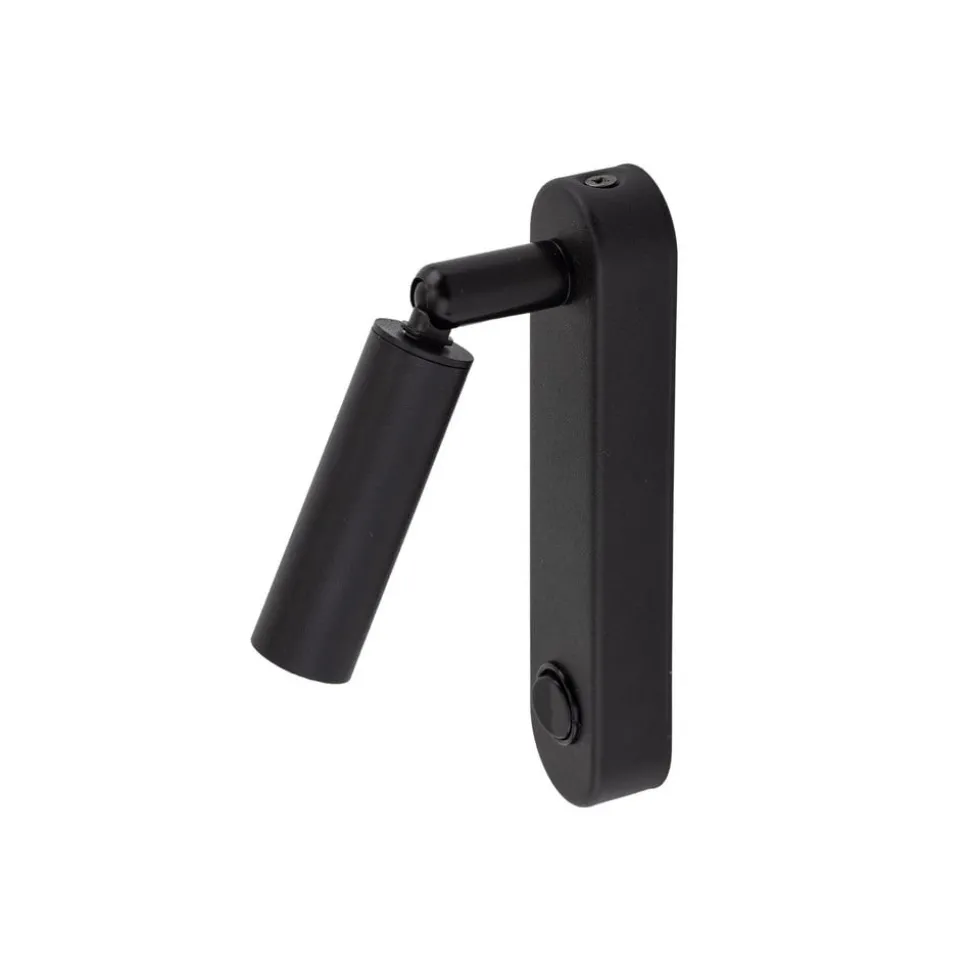 Wandlamp Enzo Long, zwart, metaal, 22 cm, verstelbaar, G9