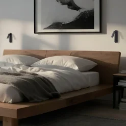 Wandlamp Enzo Long, zwart, metaal, 22 cm, verstelbaar, G9