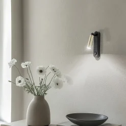 Wandlamp Enzo Long, zwart-goud, 22 cm, verstelbaar, G9