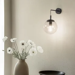 Wandlamp Esme, amberkleurig, hoogte 45 cm, glas, E27