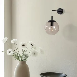 Wandlamp Esme, amberkleurig, hoogte 45 cm, glas, E27