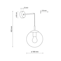 Wandlamp Esme, amberkleurig, hoogte 45 cm, glas, E27
