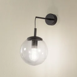 Wandlamp Esme, rookgrijs, hoogte 45 cm, glas, E27