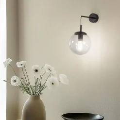 Wandlamp Esme, rookgrijs, hoogte 45 cm, glas, E27