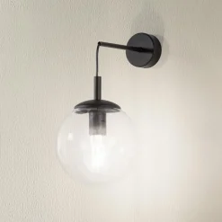 Wandlamp Esme, transparant, hoogte 45 cm, glas, E27