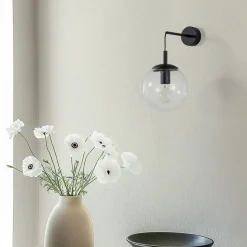 Wandlamp Esme, transparant, hoogte 45 cm, glas, E27