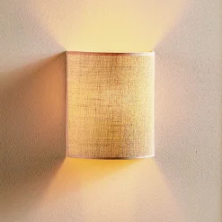 Wandlamp Euluna jute, bruin, textiel, 24 cm hoog, E27