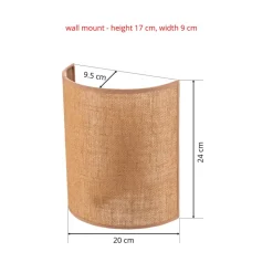 Wandlamp Euluna jute, bruin, textiel, 24 cm hoog, E27