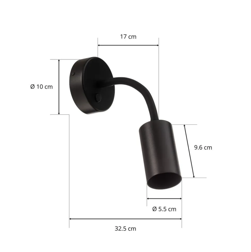 Wandlamp Eye Flex S, zwart