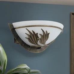 Wandlamp Fleur, goud antiek