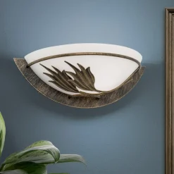 Wandlamp Fleur, goud antiek