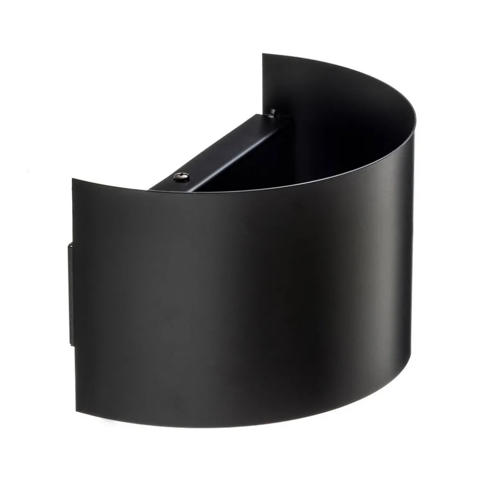 Wandlamp Fold met gebogen kap in zwart