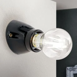 Wandlamp Frost van keramiek, zwart