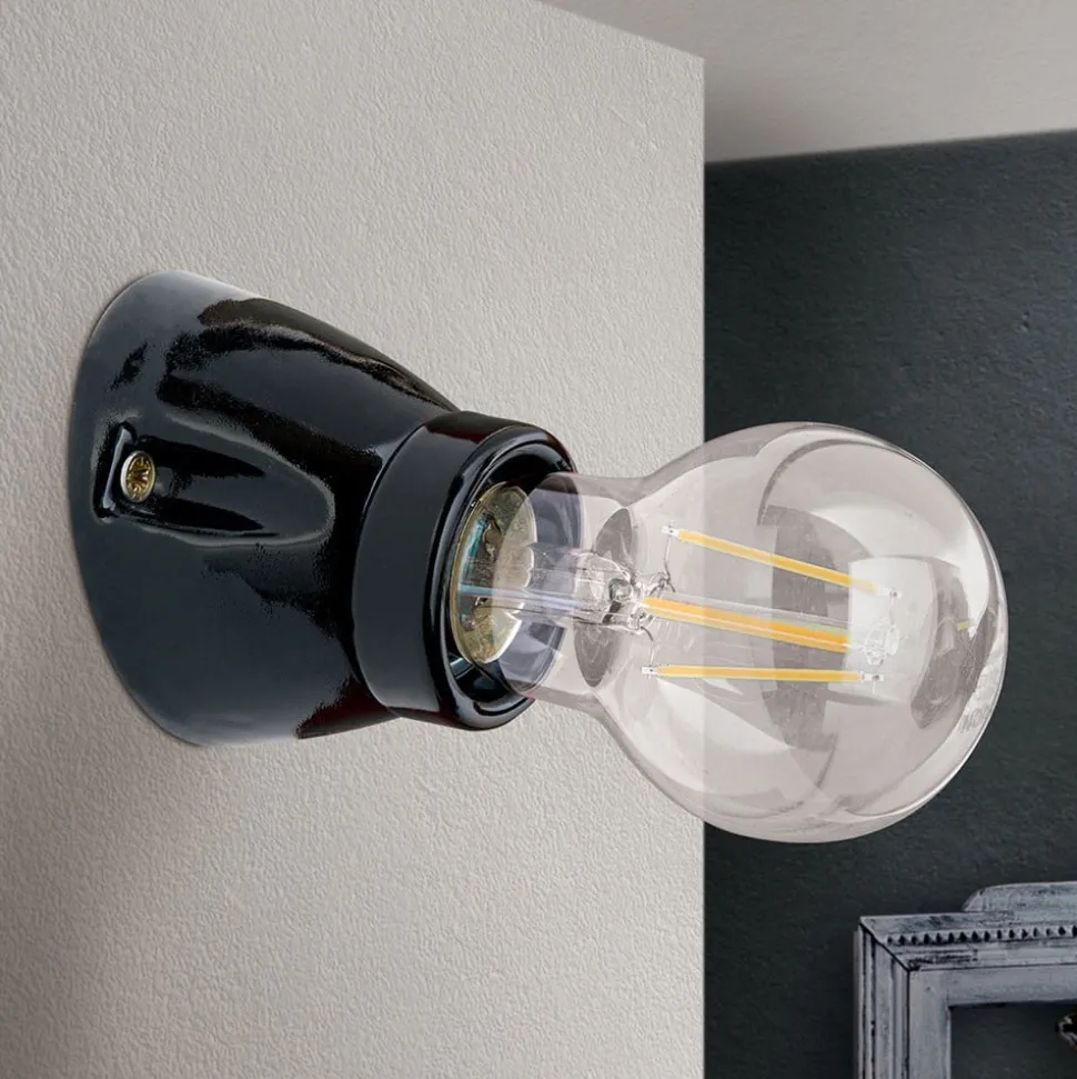 Wandlamp Frost van keramiek, zwart