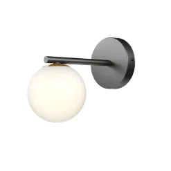 Wandlamp Gama in zwart met glazen bol