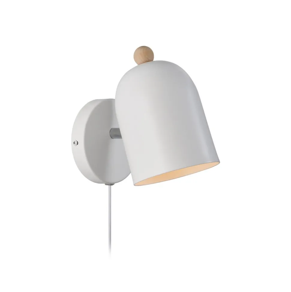 Wandlamp Gaston met snoer en stekker, metaal, wit
