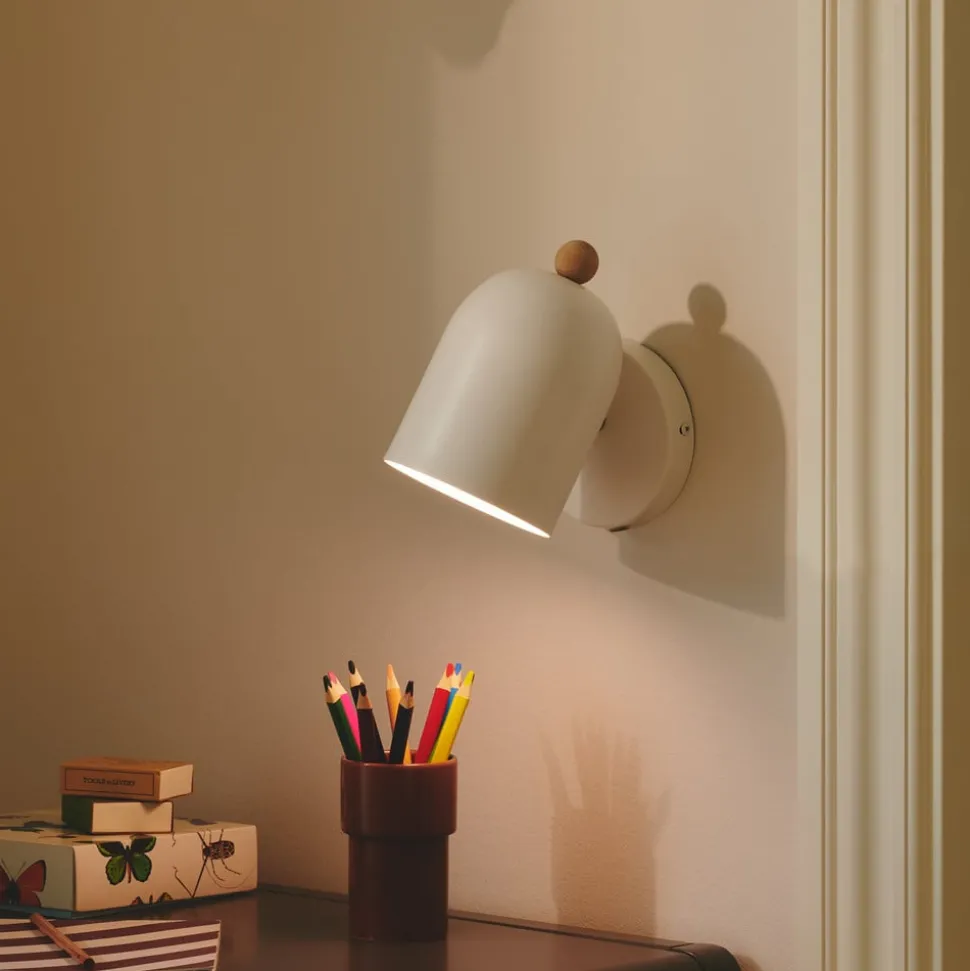 Wandlamp Gaston met snoer en stekker, metaal, wit