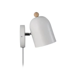 Wandlamp Gaston met snoer en stekker, metaal, wit