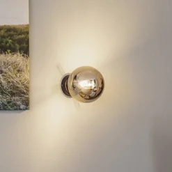 Wandlamp Glassy, zwart, grafiet, glas, E14, Ø 14 cm