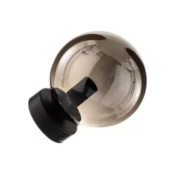 Wandlamp Glassy, zwart, grafiet, glas, E14, Ø 14 cm