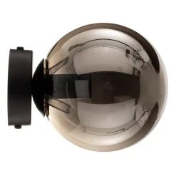 Wandlamp Glassy, zwart, grafiet, glas, E14, Ø 14 cm