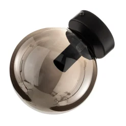 Wandlamp Glassy, zwart, grafiet, glas, E14, Ø 14 cm