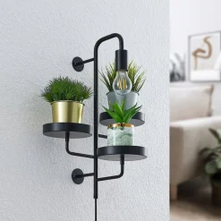 Wandlamp Hanjo, hoogte 50 cm, zwart, metaal