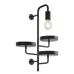 Wandlamp Hanjo, hoogte 50 cm, zwart, metaal